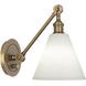 Alloy 20.25 inch 60.00 watt Warm Brass Swing Arm Wall Sconce Wall Light in Cased White Glass