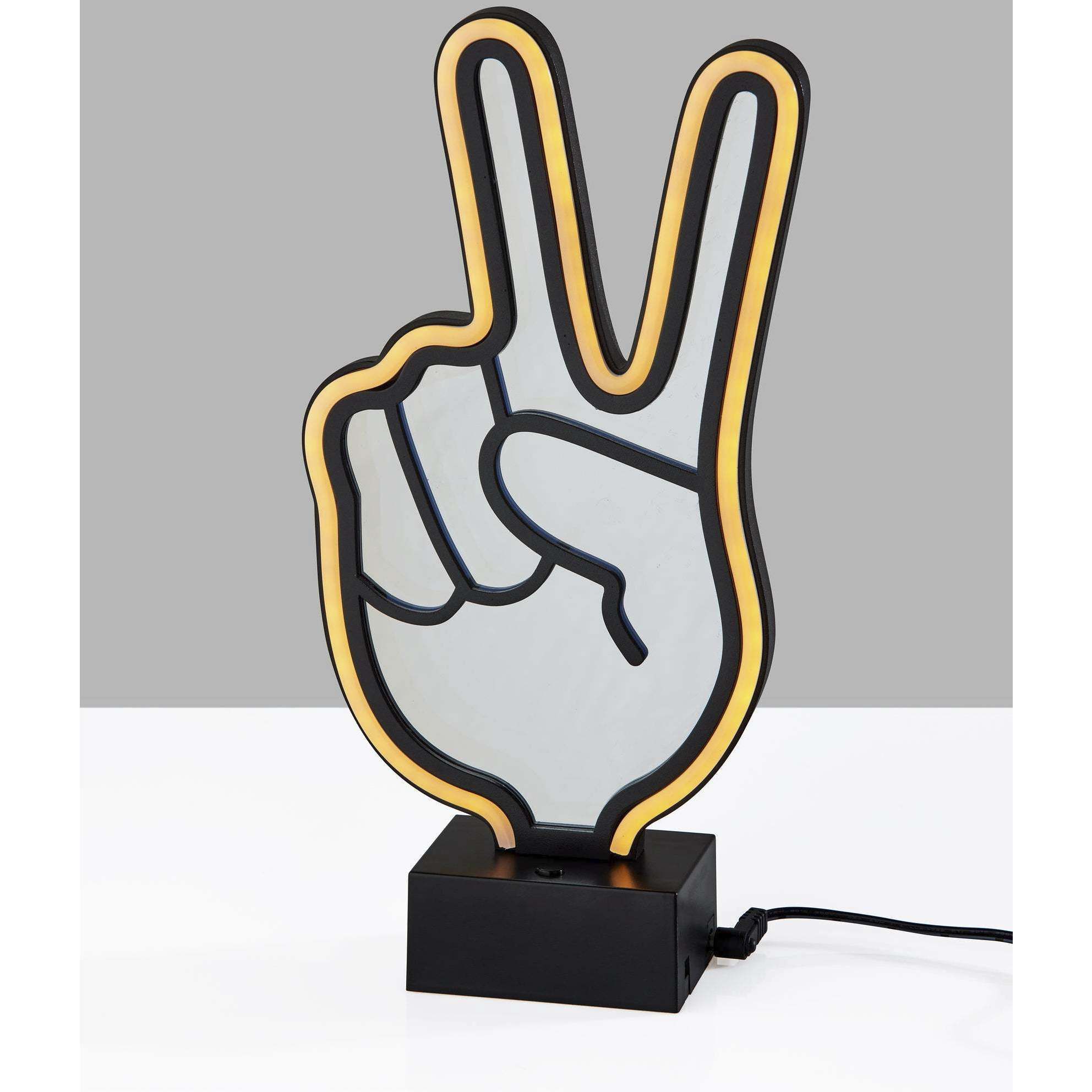 Infinity Neon 10 inch 1 watt Black Table/Wall Lamp Portable Light, Peace Sign, Simplee Adesso