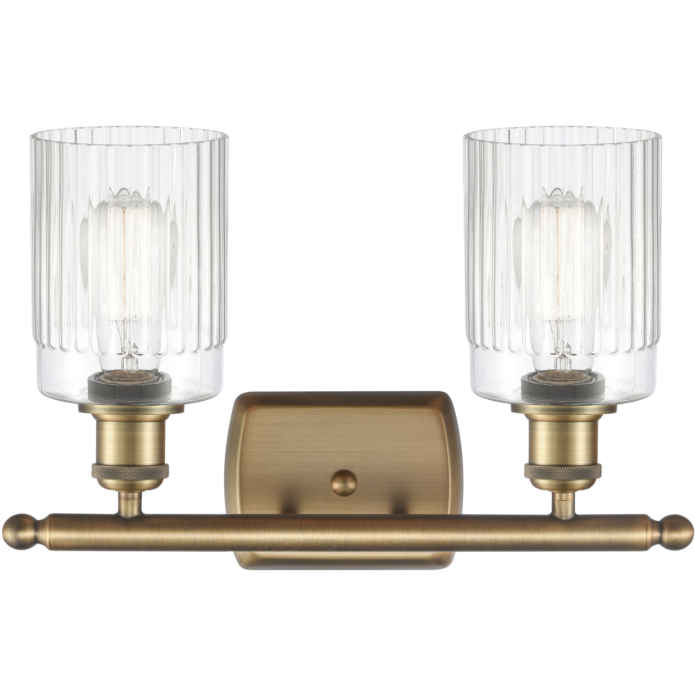 Ballston Hadley 2 Light 16 inch Brushed Brass Bath Vanity Light Wall Light in Clear Glass, Ballston