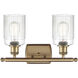 Ballston Hadley 2 Light 16 inch Brushed Brass Bath Vanity Light Wall Light in Clear Glass, Ballston