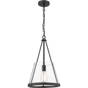 Lux LED 12 inch Matte Black Mini Pendant Ceiling Light in Clear Glass