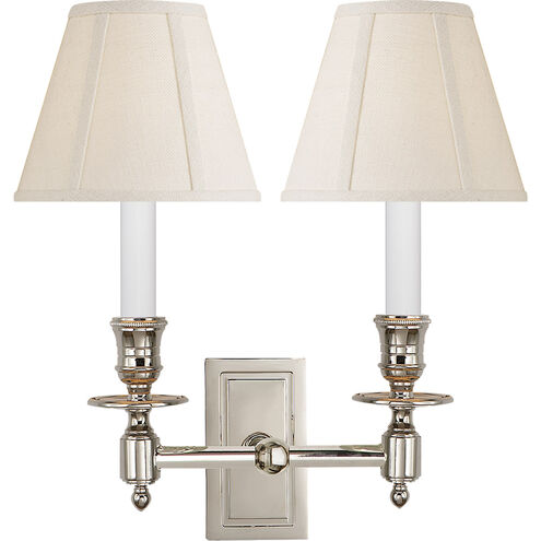 French Library 2 Light 12 inch Polished Nickel Double Library Sconce Wall Light in Linen 1