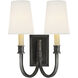 Thomas O'Brien Modern Library 2 Light 11.5 inch Bronze Double Sconce Wall Light in Linen