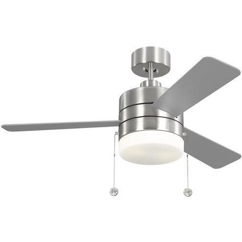 Syrus 44 LED 44 inch Brushed Steel with Silver/American Walnut Blades Ceiling Fan