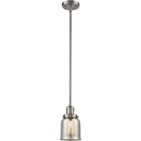 Franklin Restoration Small Bell LED 5 inch Brushed Satin Nickel Mini Pendant Ceiling Light in Silver Plated Mercury Glass, Franklin Restoration