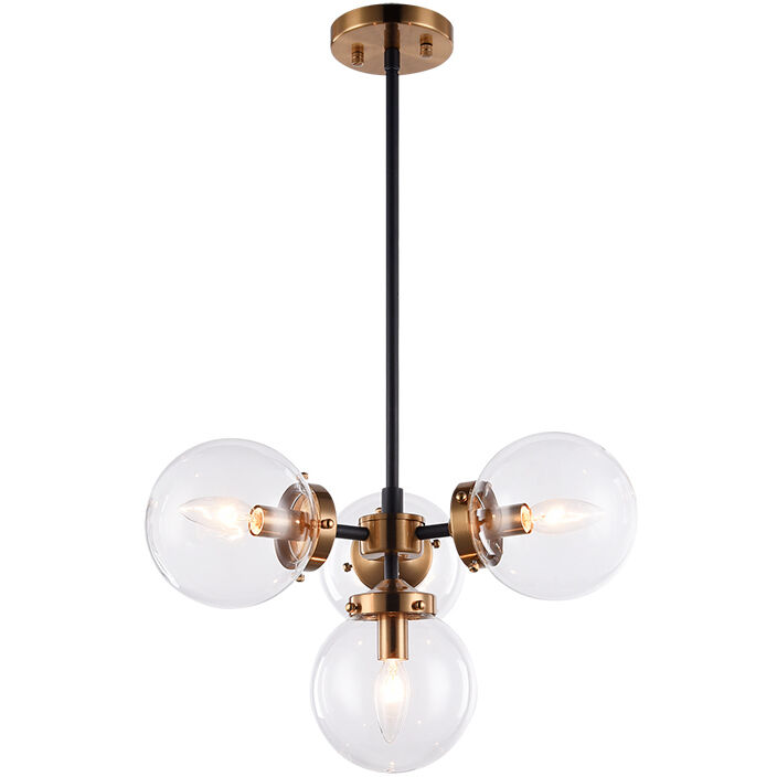 Maru 4 Light 20.25 inch Aged Gold Brass Pendant Ceiling Light in Aged Gold Brass and Clear