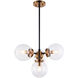 Maru 4 Light 21 inch Aged Gold Brass Pendant Ceiling Light in Aged Gold Brass and Clear
