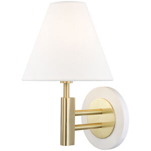 Robbie 1 Light 8 inch Aged Brass and White Wall Sconce Wall Light