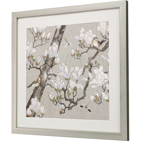 Magnolia Bloom / Magnolia Blossom White and Beige and Brown and Neutral Framed Art