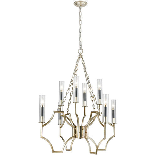 Gratia 8 Light 31 inch Antique Silver Leaf with Dark Graphite and Clear Chandelier Ceiling Light