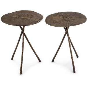 Lotus 26.5 X 20 inch Antique Brass Side Table, Large