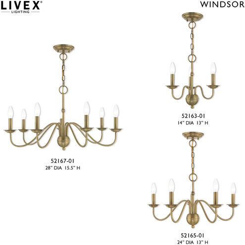 Windsor 7 Light 28 inch Antique Brass Chandelier Ceiling Light