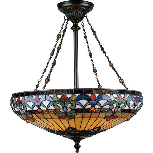 Belle Fleur 4 Light 23 inch Vintage Bronze Pendant Ceiling Light, Naturals