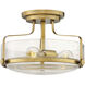 Harper 3 Light 14.5 inch Heritage Brass Indoor Semi-Flush Mount Ceiling Light in Clear Seedy