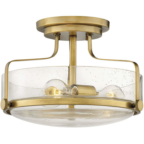 Harper 3 Light 14.5 inch Heritage Brass Indoor Semi-Flush Mount Ceiling Light in Clear Seedy