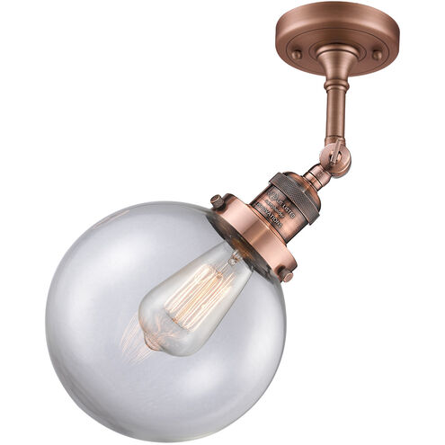 Franklin Restoration Large Beacon 1 Light 8 inch Antique Copper Sconce Wall Light in Clear Glass, Franklin Restoration