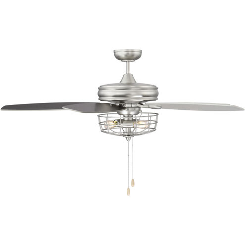 Industrial 52 inch Brushed Nickel with Silver/Chestnut Blades Ceiling Fan