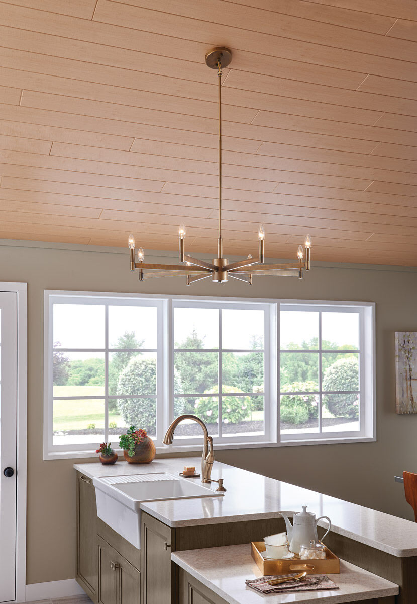 Erzo 8 Light 36 inch Natural Brass Chandelier 1 Tier Large Ceiling Light, 1 Tier Large