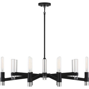 Windamere 6 Light 36 inch Textured Black with Polished Nickel Linear Chandelier Ceiling Light