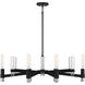 Windamere 6 Light 36 inch Textured Black with Polished Nickel Linear Chandelier Ceiling Light