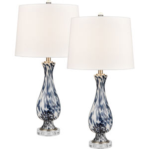 Cordelia Sound 30 inch 150.00 watt Blue with Clear and Polished Nickel Table Lamp Portable Light, Set of 2