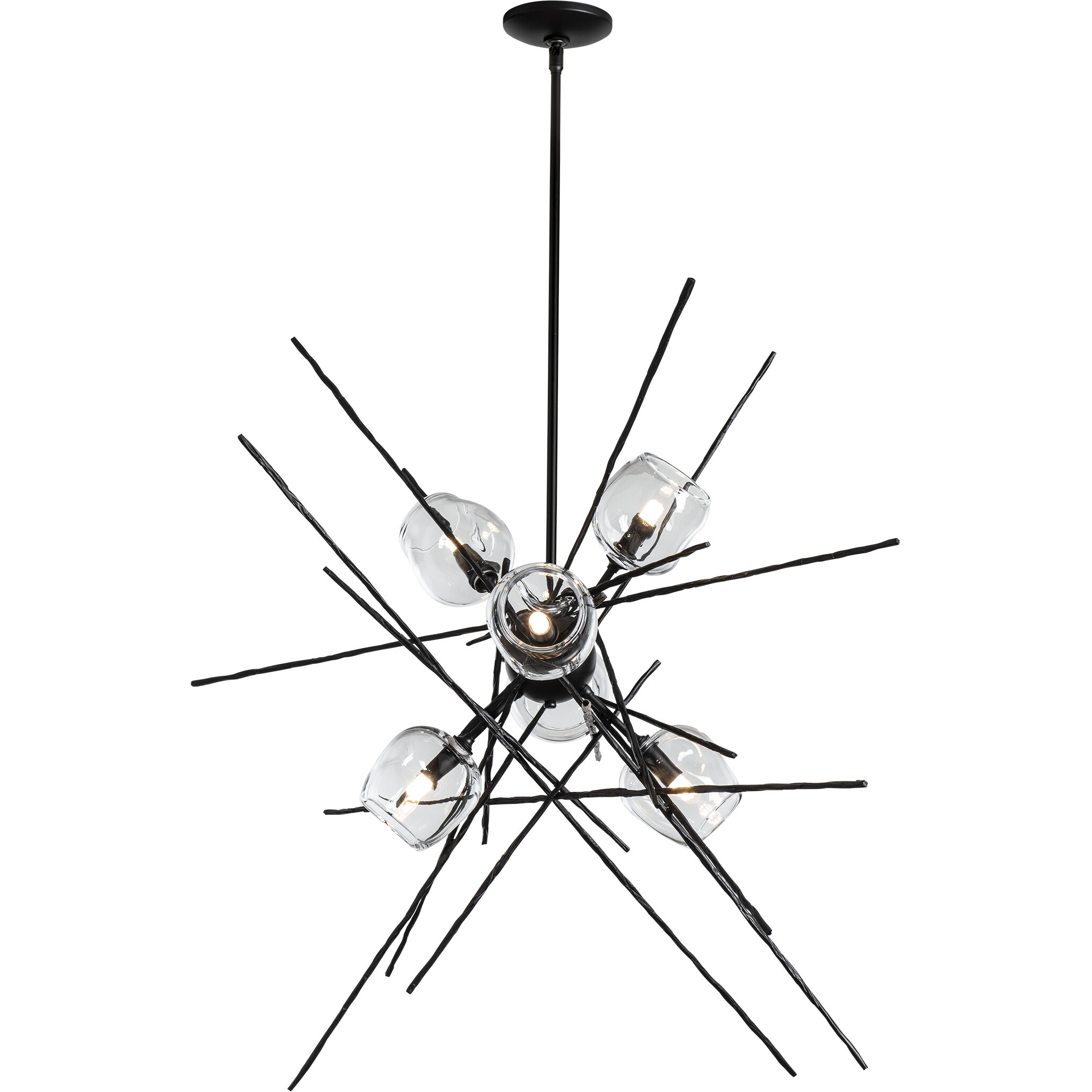 Griffin 6 Light 39.2 inch Black Pendant Ceiling Light in Clear