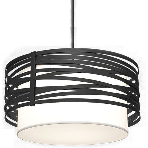 Tempest 1 Light 24.3 inch Matte Black Chandelier Ceiling Light in White Linen, Drum