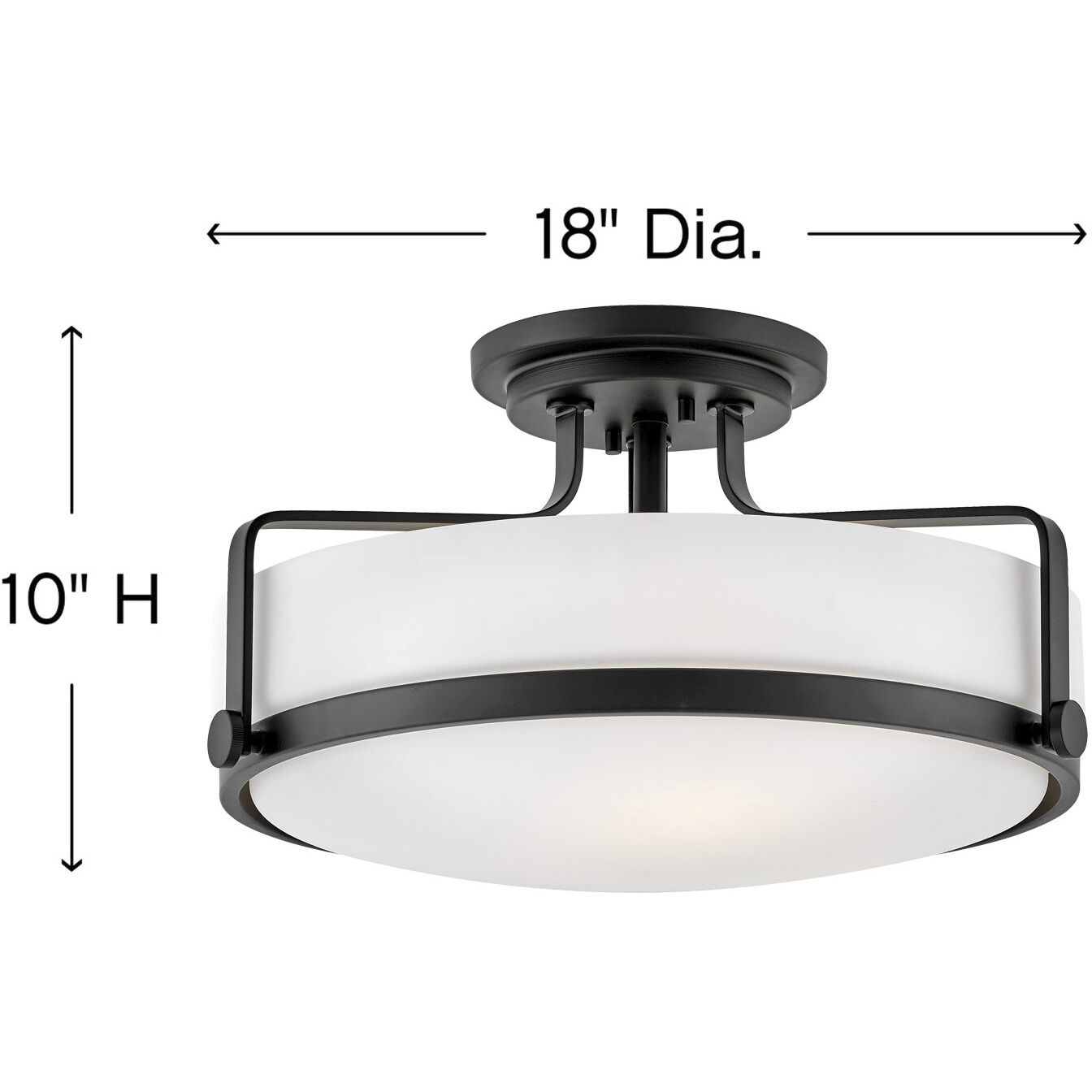 Harper 3 Light 18 inch Black Indoor Semi-Flush Mount Ceiling Light in White