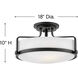 Harper 3 Light 18 inch Black Indoor Semi-Flush Mount Ceiling Light in White