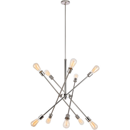 Axel 10 Light 27 inch Polished Nickel Pendant Ceiling Light