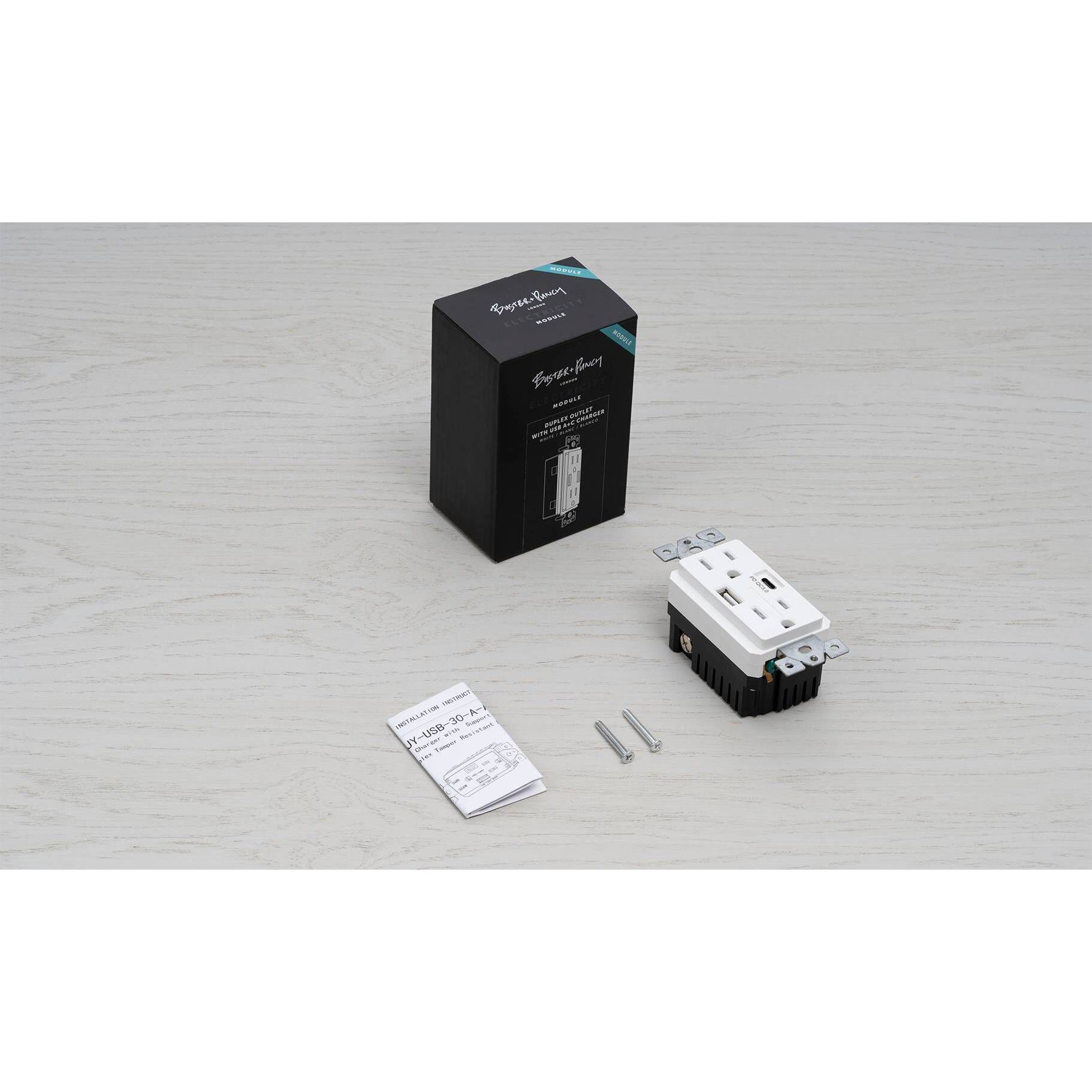Outlet 125 White Module, Duplex & 2 USB-A + C