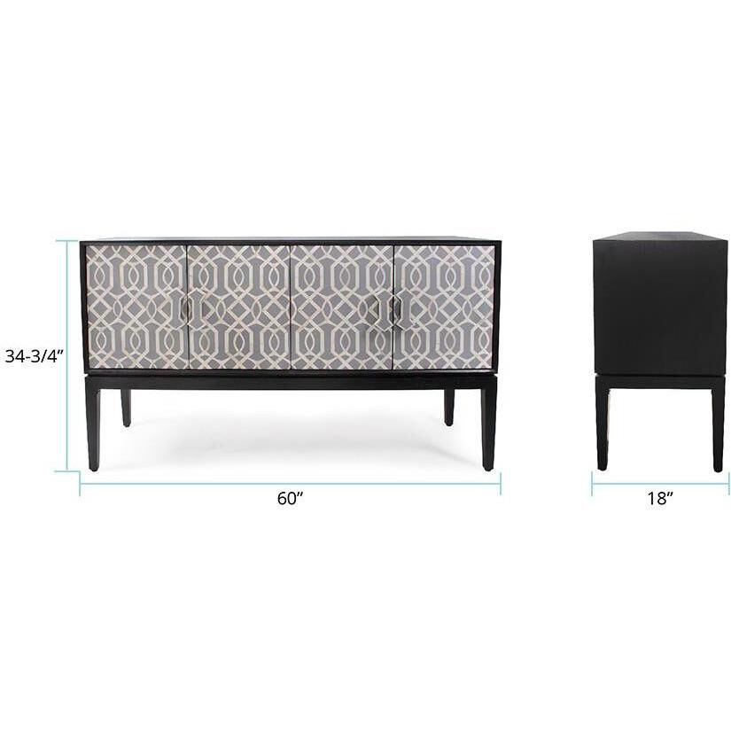 Shearer 60 inch Black and Gray with White Credenza