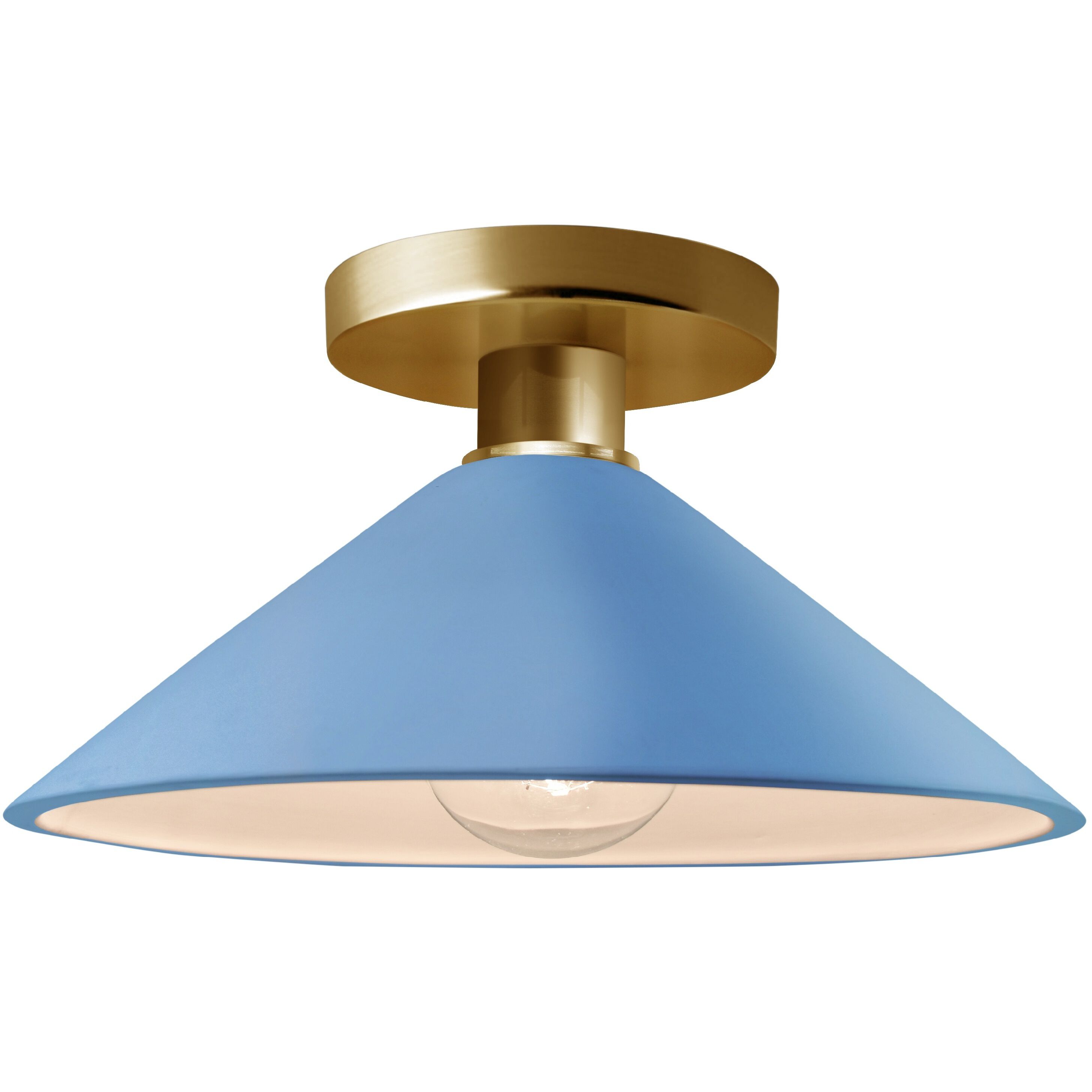 Radiance 1 Light 11.75 inch Sky Blue and Polished Brass Semi Flush Ceiling Light