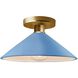 Radiance 1 Light 11.75 inch Sky Blue and Polished Brass Semi Flush Ceiling Light