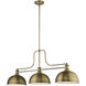 Melange 3 Light 52 inch Heritage Brass Billiard Ceiling Light in Heritage Brass Metal and Glass