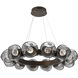 Luna LED Flat Bronze Multi-Pendant Ceiling Light in 3000K LED, Floret Inner - Smoke Outer