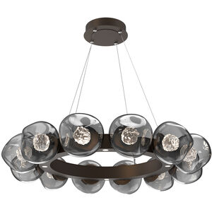 Luna LED Flat Bronze Multi-Pendant Ceiling Light in 3000K LED, Floret Inner - Smoke Outer