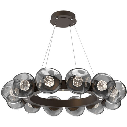 Luna LED Flat Bronze Multi-Pendant Ceiling Light in 3000K LED, Floret Inner - Smoke Outer