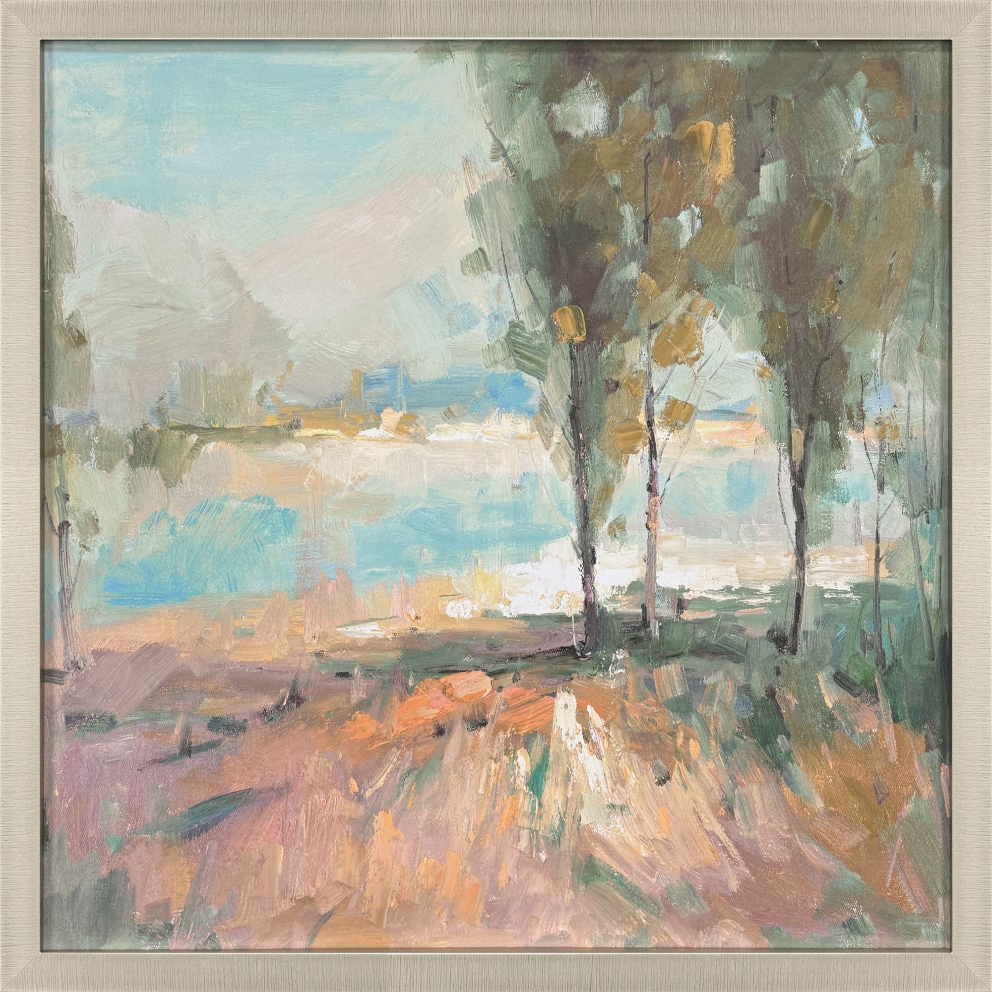 La Riviere Blue and Green and Orange and Pink Framed Art