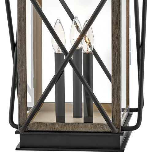 Montecito 3 Light 18.5 inch Black with Driftwood Gray Outdoor Pier Mount Lantern in Non-LED, Medium