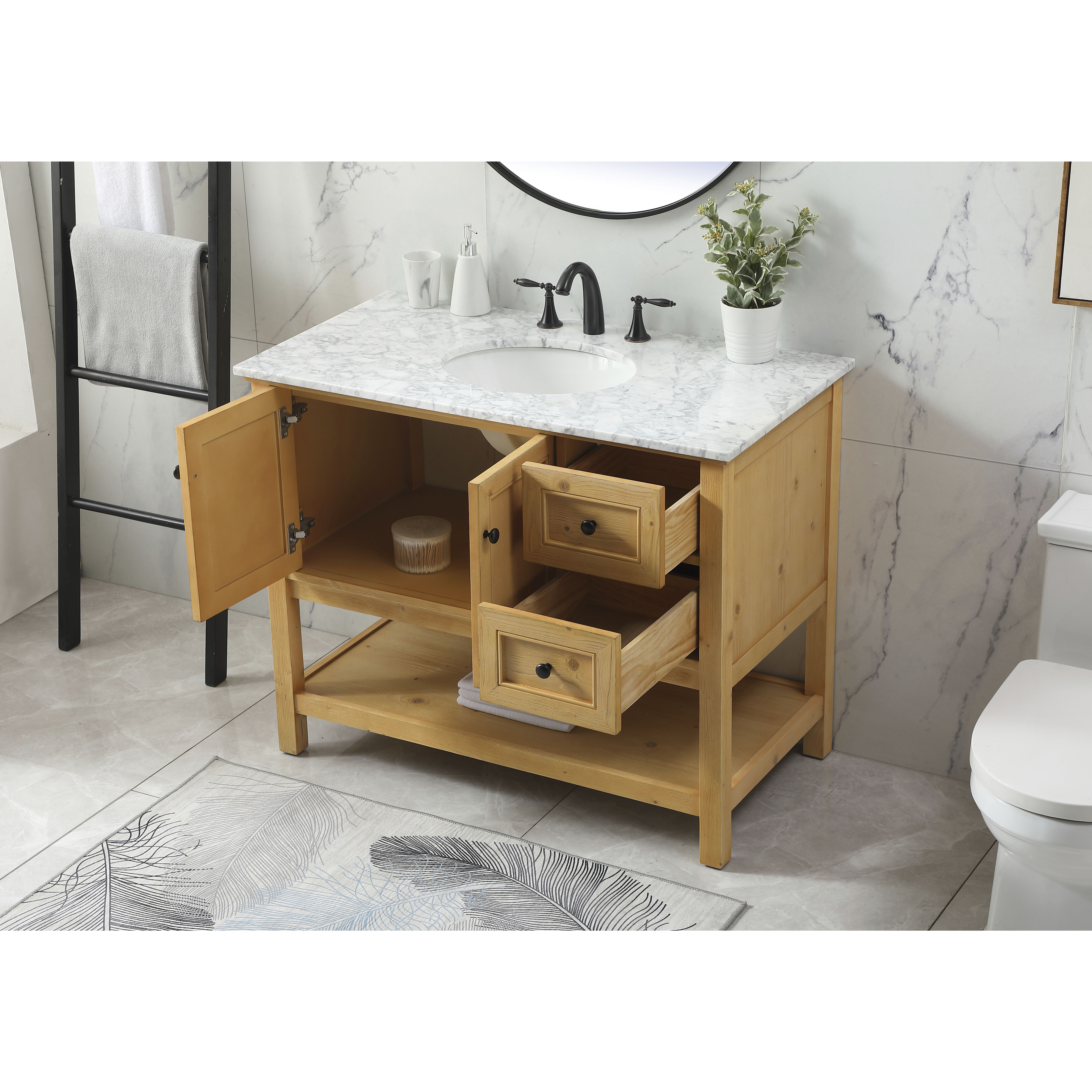 Metropolis 42 X 22 X 34 inch Natural Wood Vanity Sink Set
