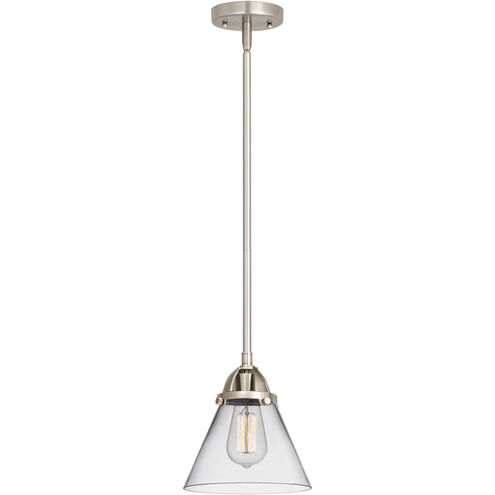 Nouveau 2 Cone 1 Light 7.75 inch Brushed Satin Nickel Mini Pendant Ceiling Light in Incandescent, Clear