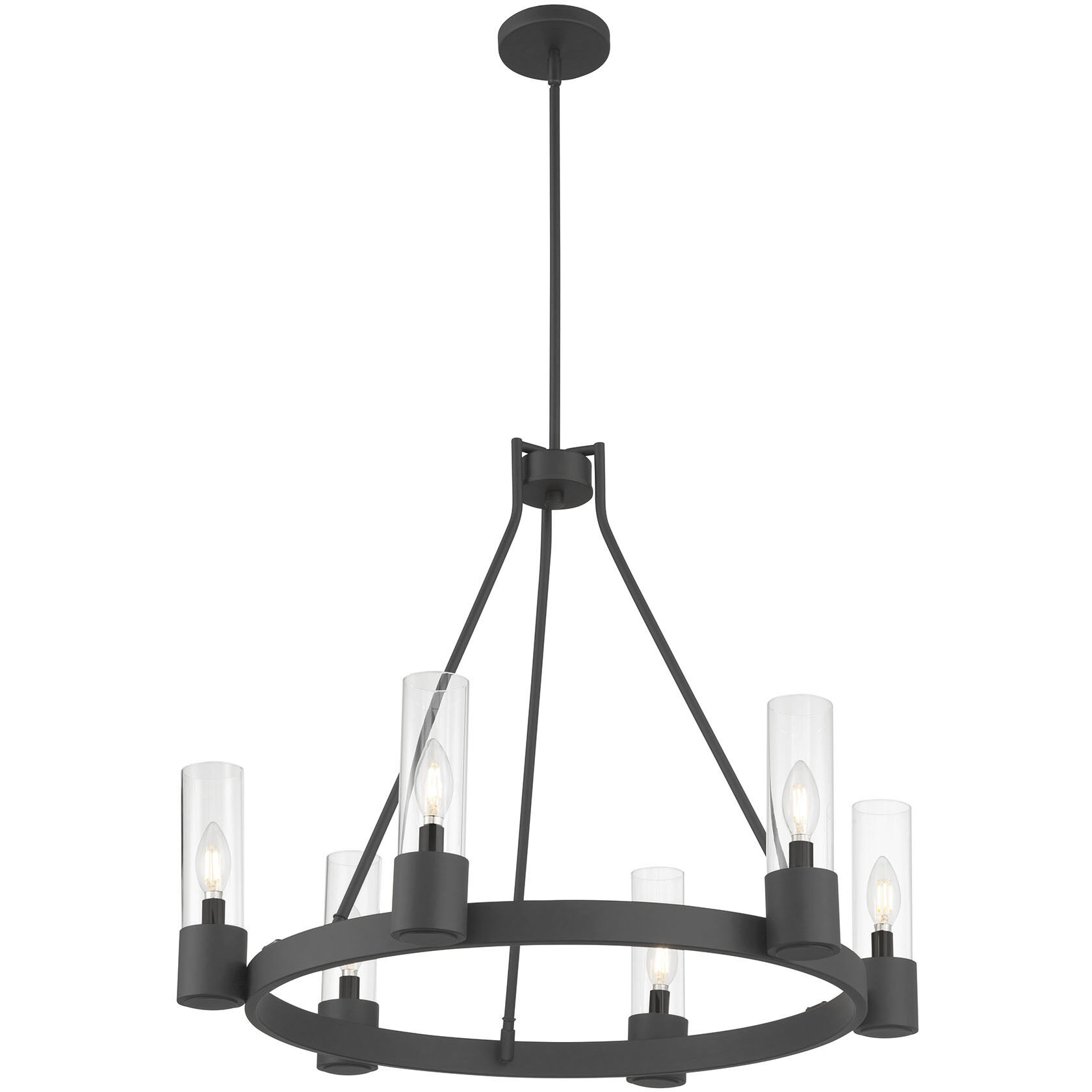Evandrel 6 Light 29 inch Matte Black Chandelier Ceiling Light
