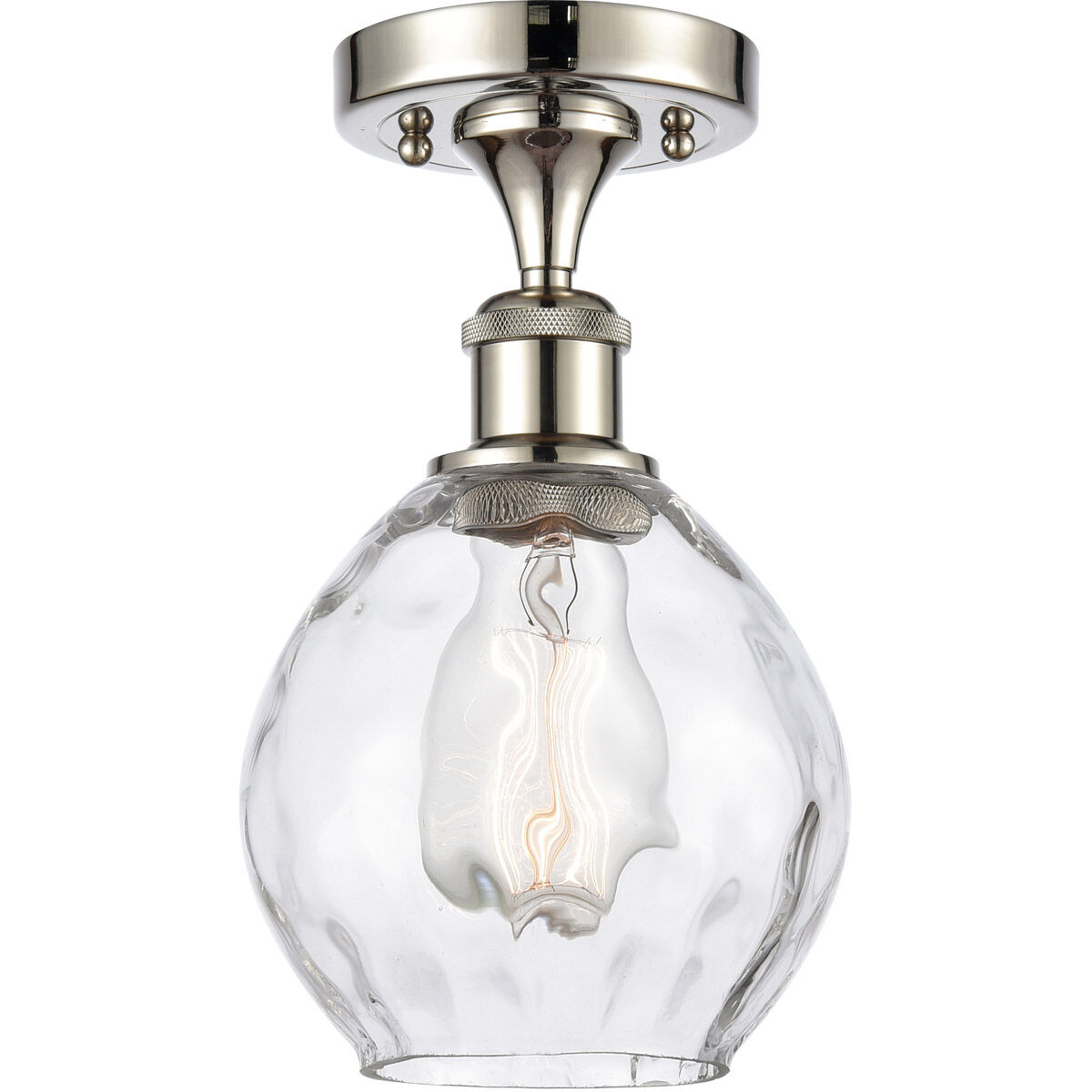 Ballston Small Waverly 1 Light 6 inch Polished Nickel Semi-Flush Mount Ceiling Light, Ballston