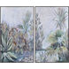 Labyrinth Multicolor and Walnut with Off-White Canvas Art, Set of 2
