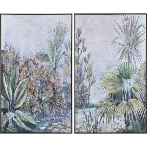 Labyrinth Multicolor and Walnut with Off-White Canvas Art, Set of 2