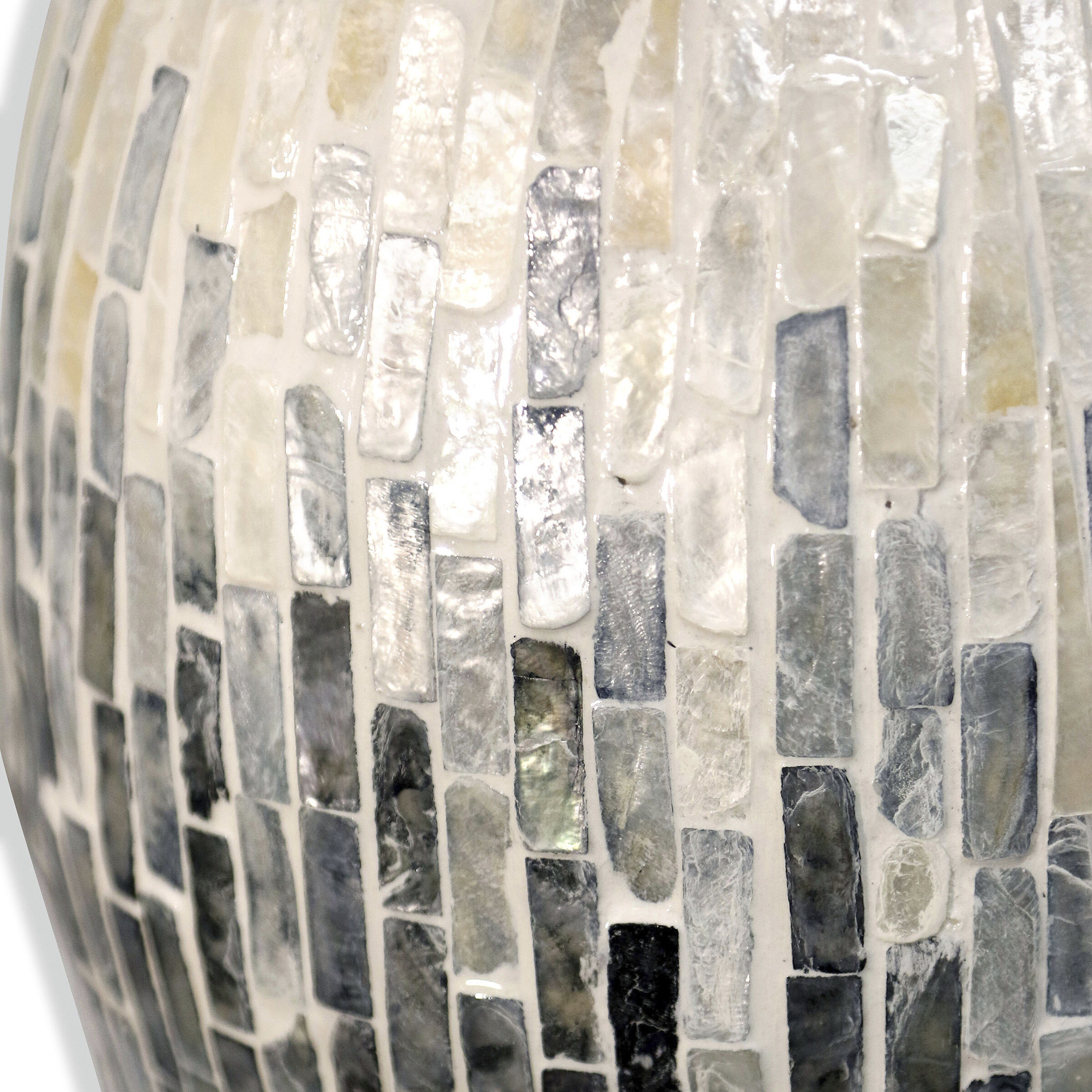 Aasha 33 inch 100 watt Capiz Shell On White Ceramic Base Table Lamp Portable Light