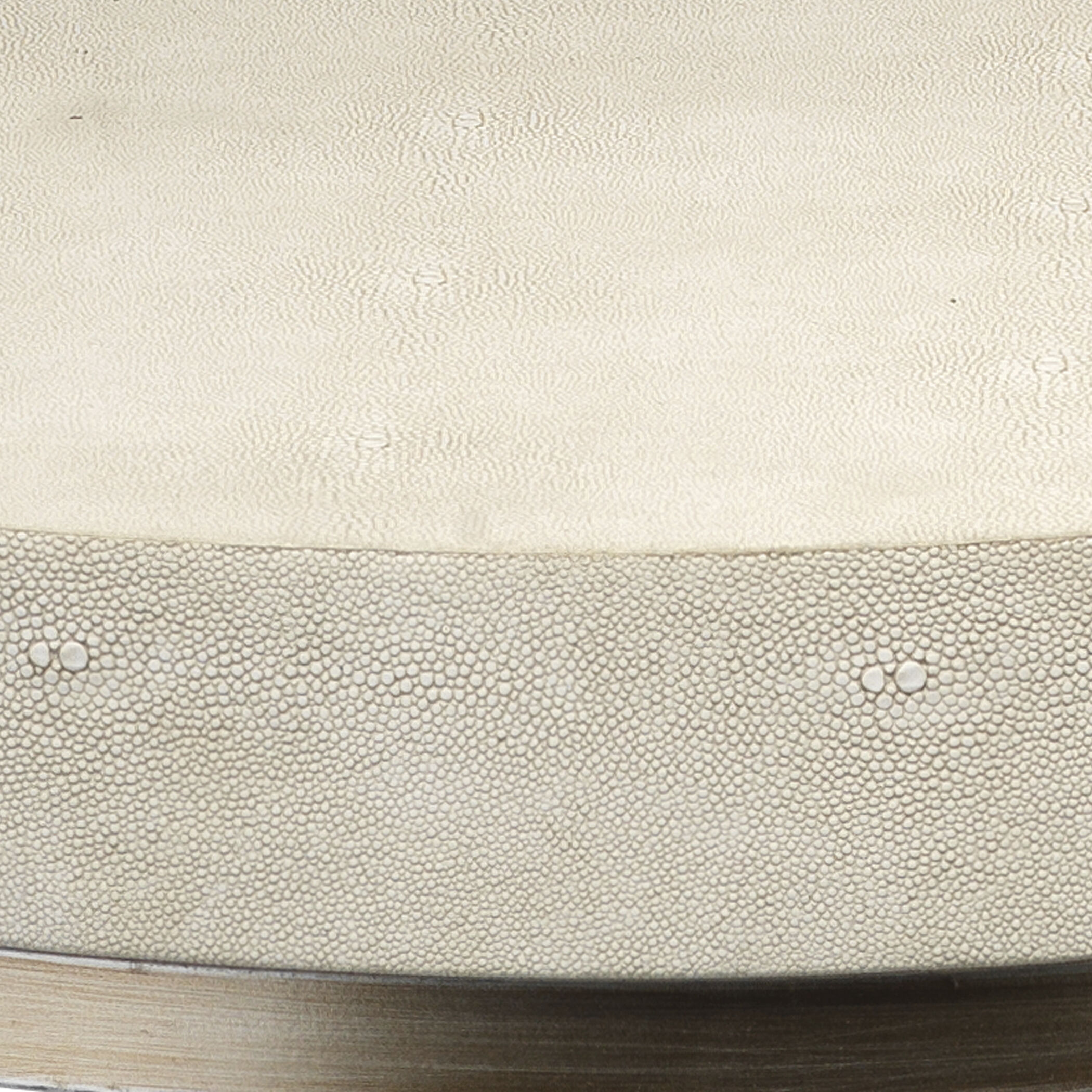 Chester Round 23.5 X 20.5 inch Ivory Faux Shagreen and Antique Brass Metal Side Table