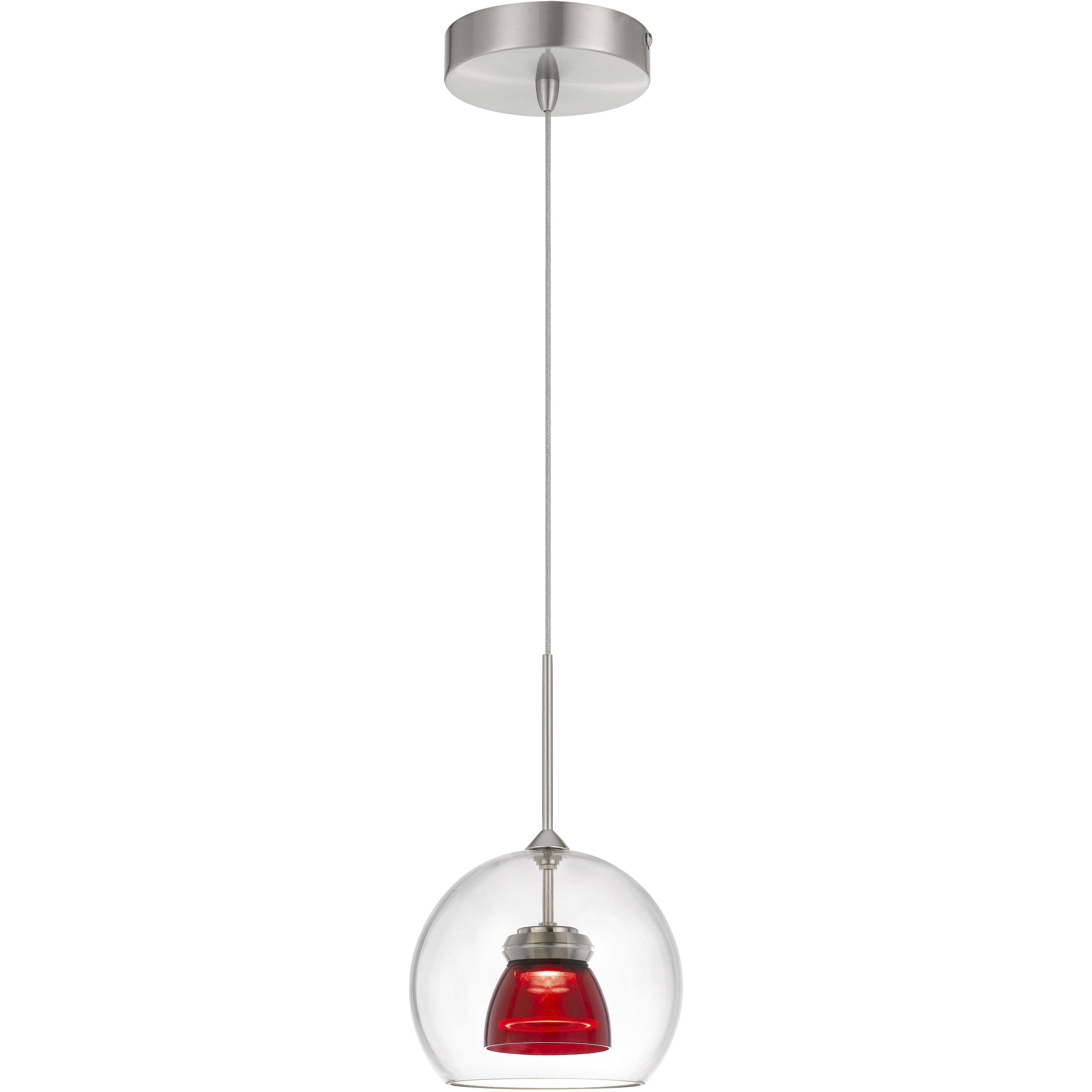 Double Glass LED 6 inch Red Clear Mini Pendant Ceiling Light