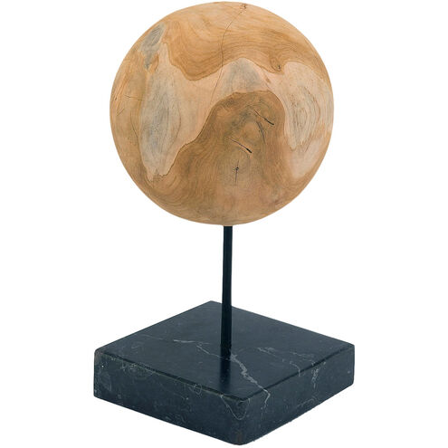Round Teak Ball 12 X 6 inch Sculpture, Medium